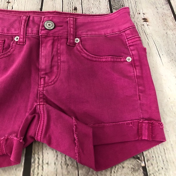 American Eagle Hot Pink Denim Jean Shorts Size 00 - Picture 3 of 10